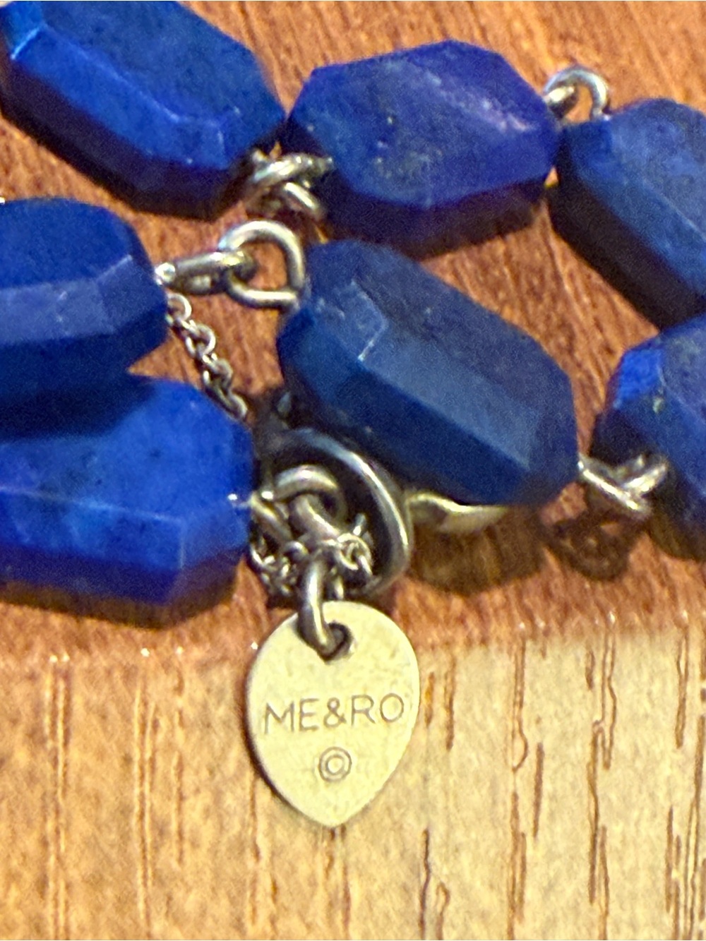 WOW POSHMARK Authentic Me & Ro Lapis and Sterling Silver Bracelet w/Safety Chain